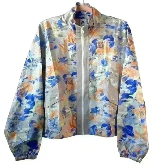 NIKE- Nike Sportswear Womens Woven Floral Track Jacket Windbreaker Sz M - Picture 3 of 12